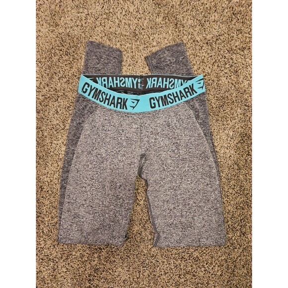 Gymshark Pants - GYMSHARK Dry Flex Leggings Womens Size Medium Gray 2 Tone Teal Workout Yoga Gym